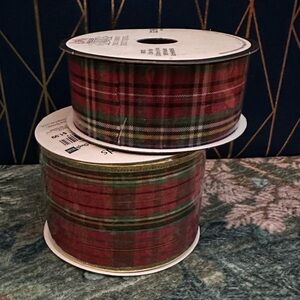 Plaid Red and Green Ribbon Set